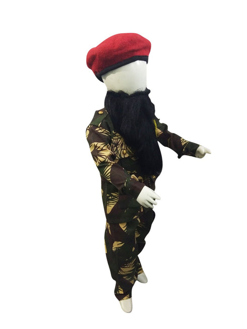 BookMyCostume Pakistani Military Special Force Commandos Lookalike Kids Fancy Dress Costume With Beard